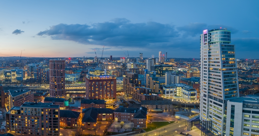 aerial shot of Leeds City Centre, one of the area's FHP Accounting service