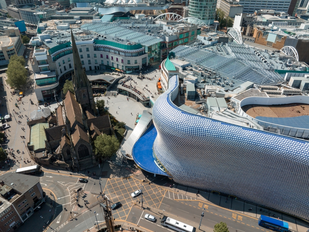 ariel shot of central Birmingham, one of the areas FHP Accounting service